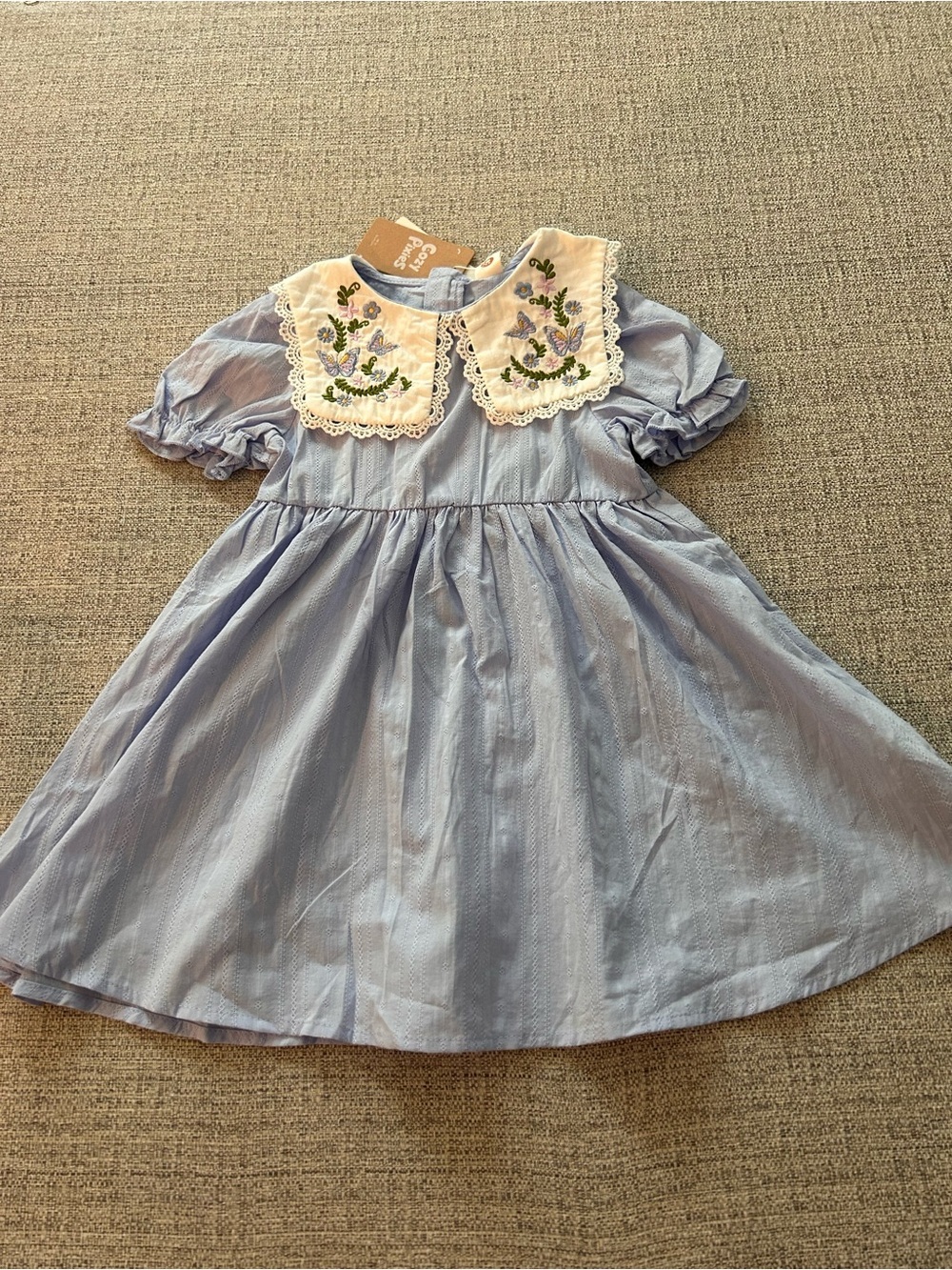NWT Cozy Pixies Lilac Embroidered Collar Girls' Party Dress. Size 2/3 T